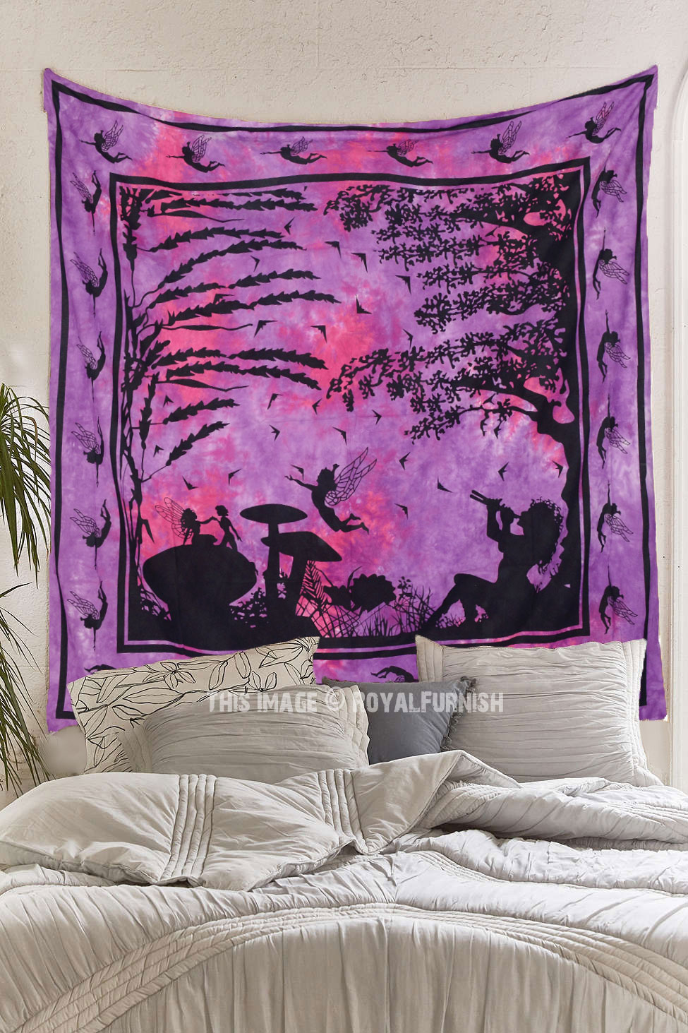 Pink Multi Fairy Land Tie Dye Tapestry Wall Hanging - RoyalFurnish.com