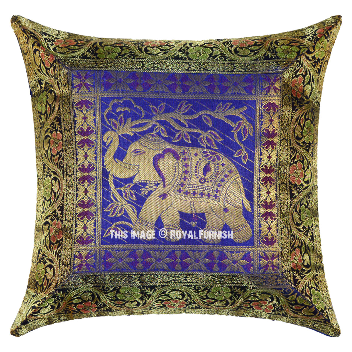 Details about   16" Brocade Silk Pillow Cover With Traditional Elephant Design Turquoise Blue 