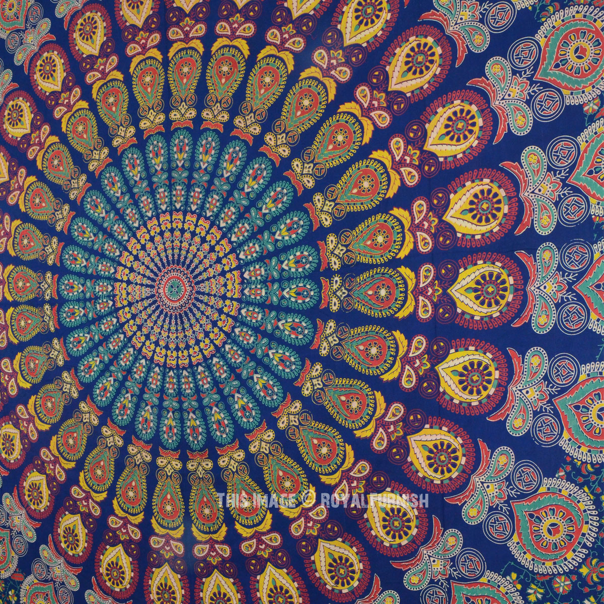 Multi Navy Blue Medallion Style boho Mandala Wall Tapestry, Hippie