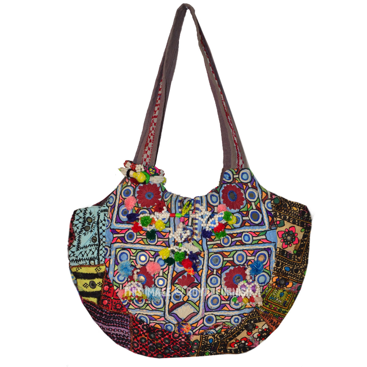 Hand Patchwork Embroidered Women Boho Shoulder Tote Bag - RoyalFurnish.com