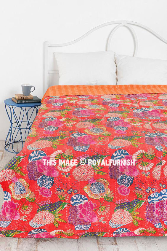 Details about   Pink Ikat Kantha Quilt Queen Bedding Reversible Handmade Indian Blanket Throw 
