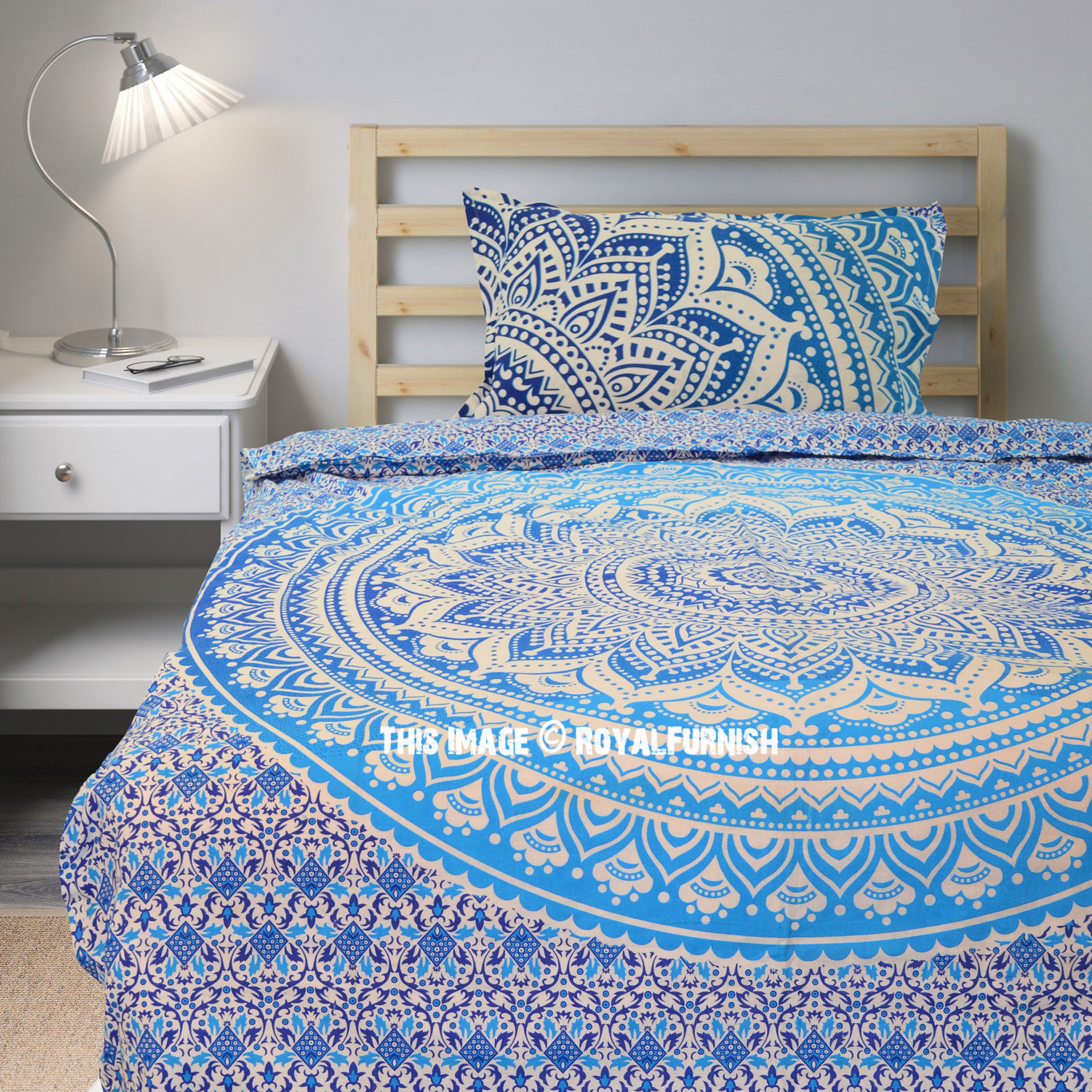 Mandala Bedding Duvet Set, Twin Blue Bedding Set
