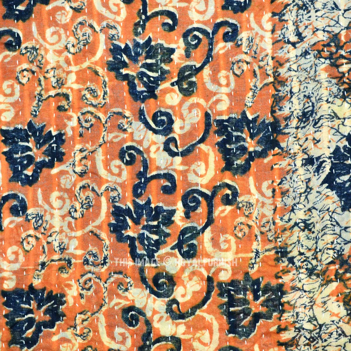 Brown Handmade Colorful 16X16 Inch Decorative Kantha Cotton Pillow