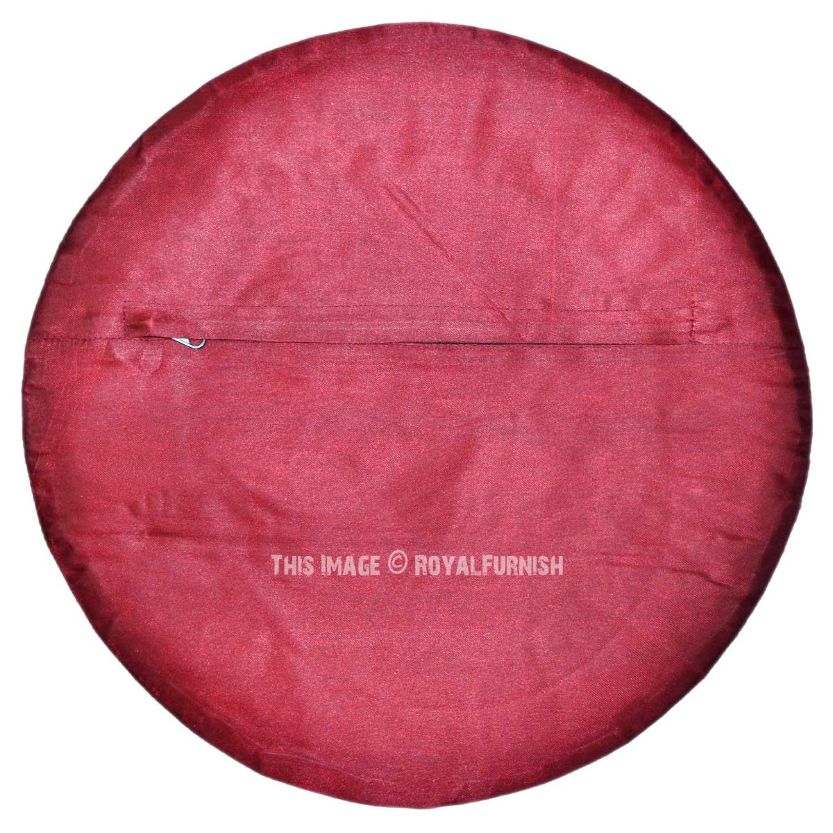 Brown Multi Floral Medallion Silk Brocade Round Pillow Cover 16 Inch