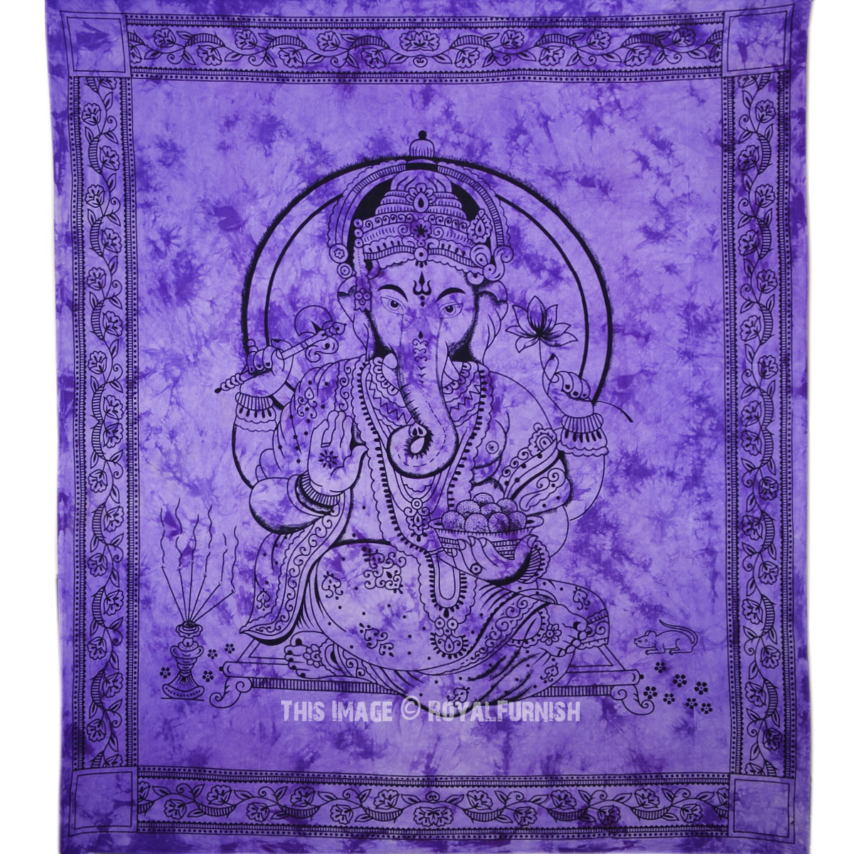 India Arts - Tie Dye Ganesh Tapestry 54x84