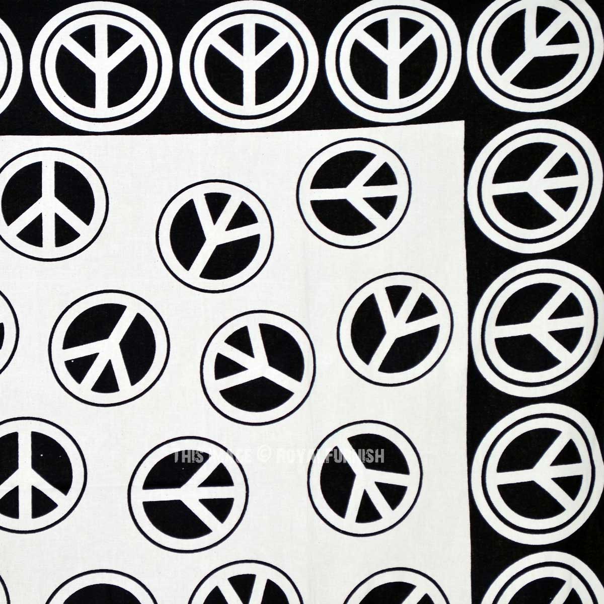 White Peace Symbol Cotton Wall Tapestry 