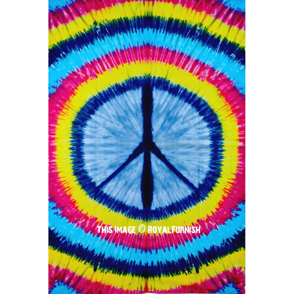Colorful Rainbow Tie Dye Peace Sign Wall Tapestry. Hippie ...