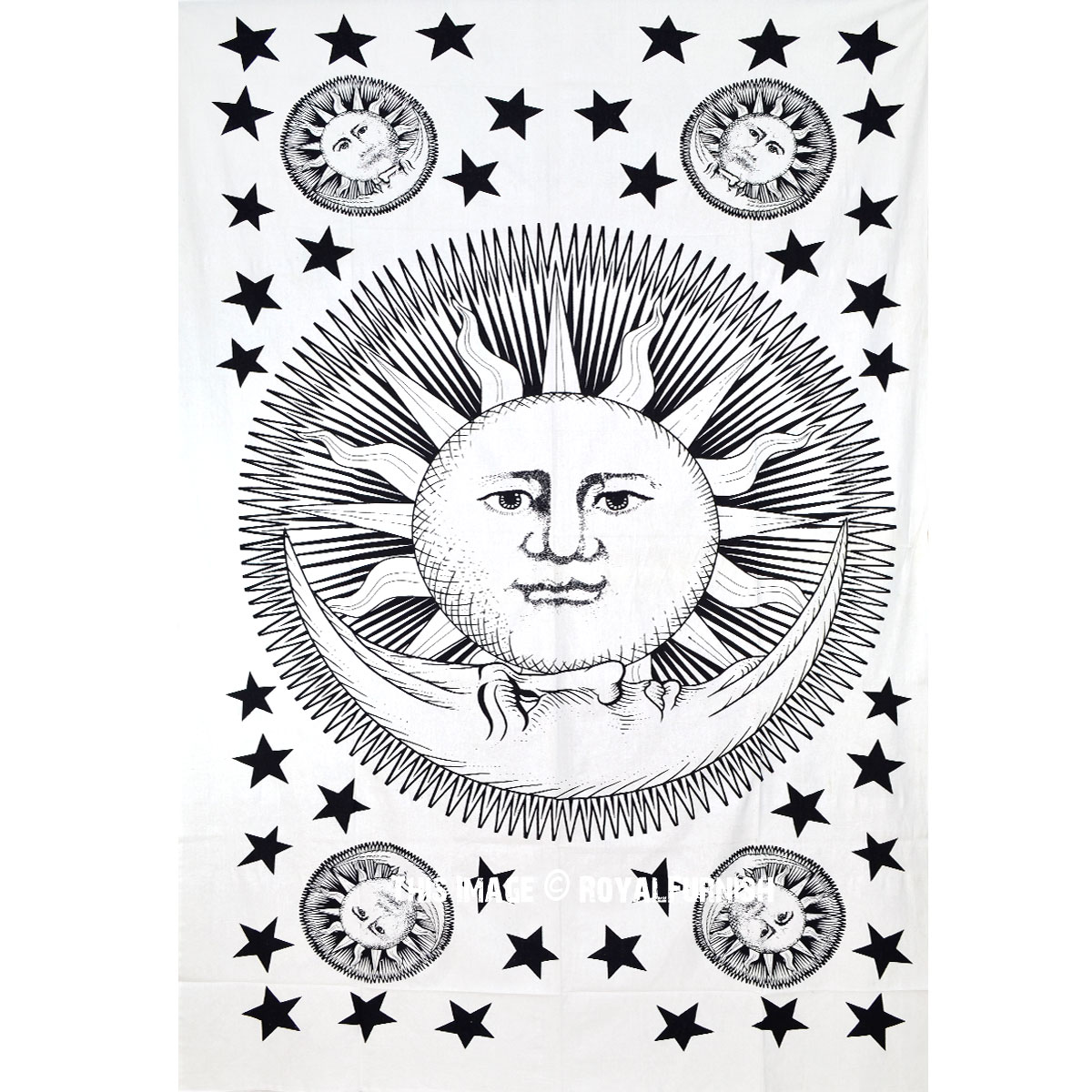 Celestial White And Black Sun Moon Planet Wall Tapestry Royalfurnish Com