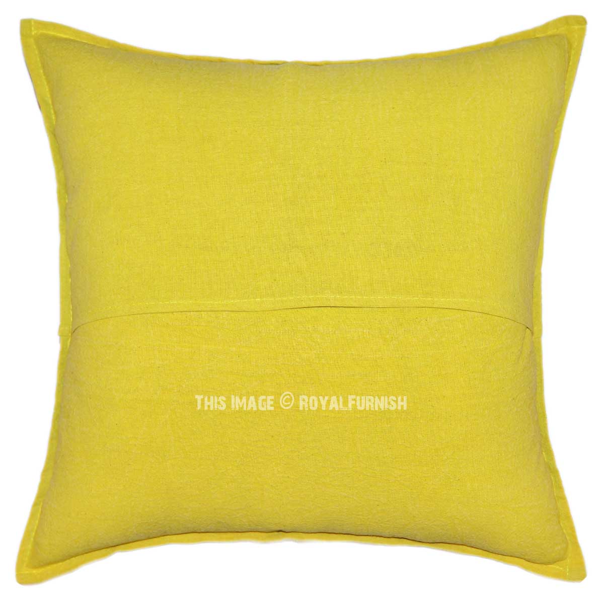 Yellow Hand Embroidered Boho Style Throw Pillow Cover