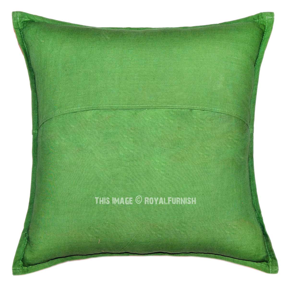 Green Decorative Folk Embroidered Boho Throw Pillow Sham 16X16