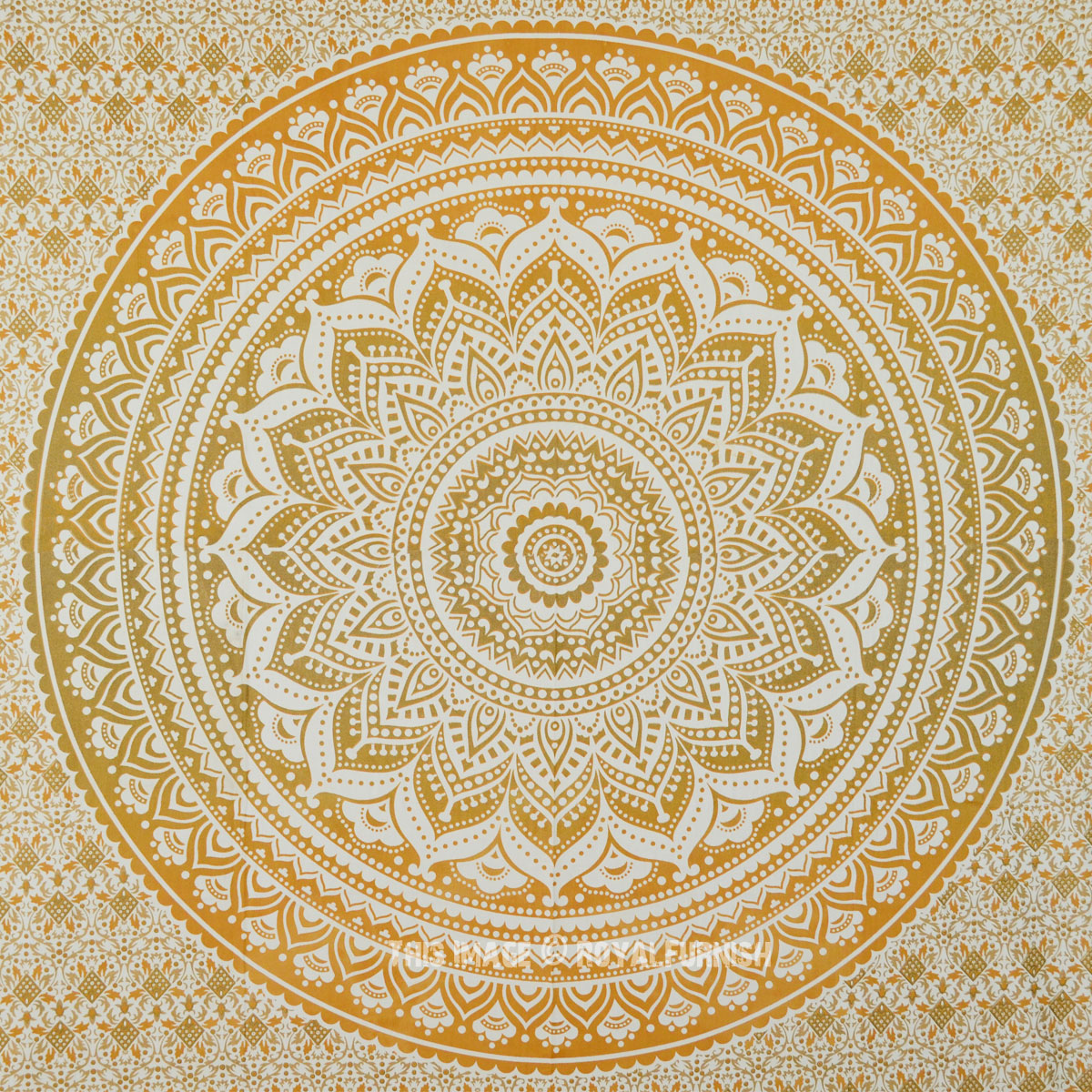 Small Gold & Brown Color Shine Medallion Ombre Mandala Tapestry - RoyalFurnish.com Small Gold & Brown Color Shine Medallion Ombre Mandala Tapestry - RoyalFurnish.com