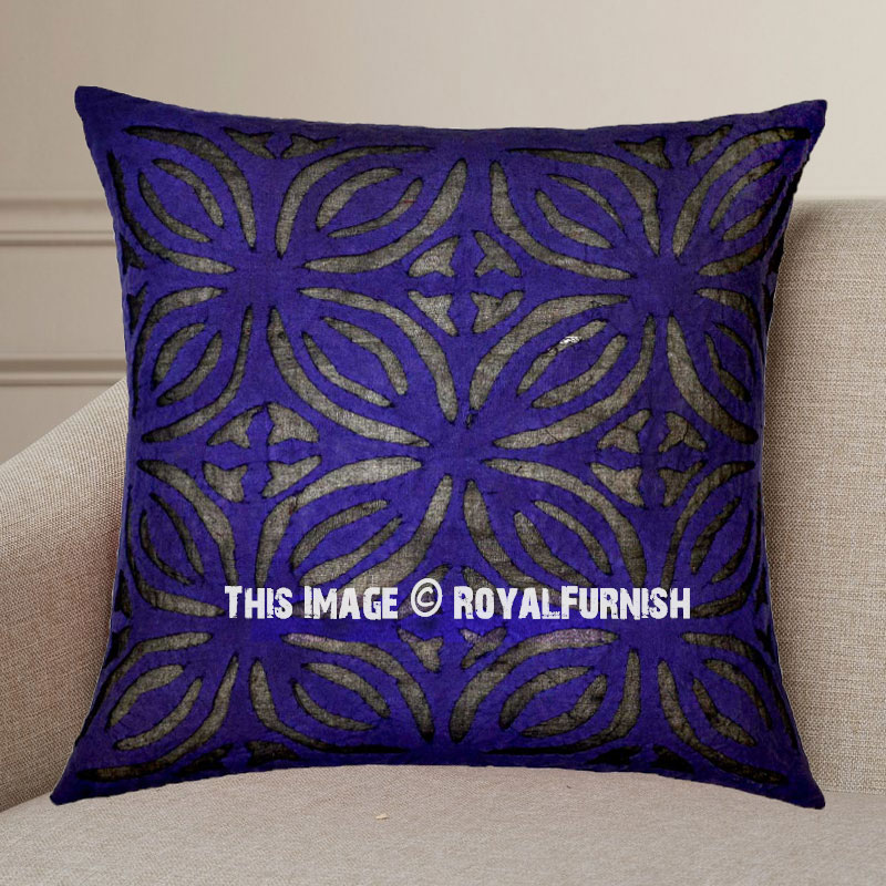 Purple Decorative Unique Hand Carved Flower Cotton Throw Pillow Purple Decorative Unique Hand Carved Flower Cotton Throw Pillow Cover 16x16