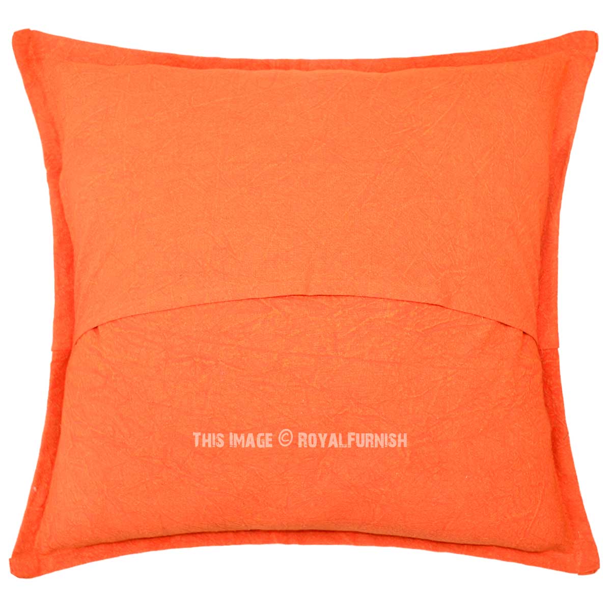 Orange Unique One-Of-A-Kind Decorative Star Mirrored Cotton Pillow Cover 16X16 Inch ...
