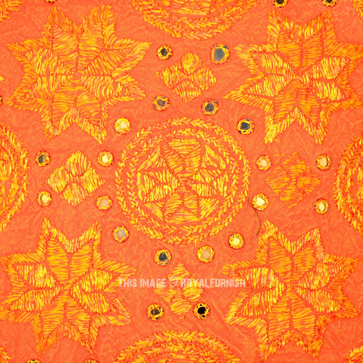 Orange Unique OneOfAKind Decorative Star Mirrored Cotton Pillow