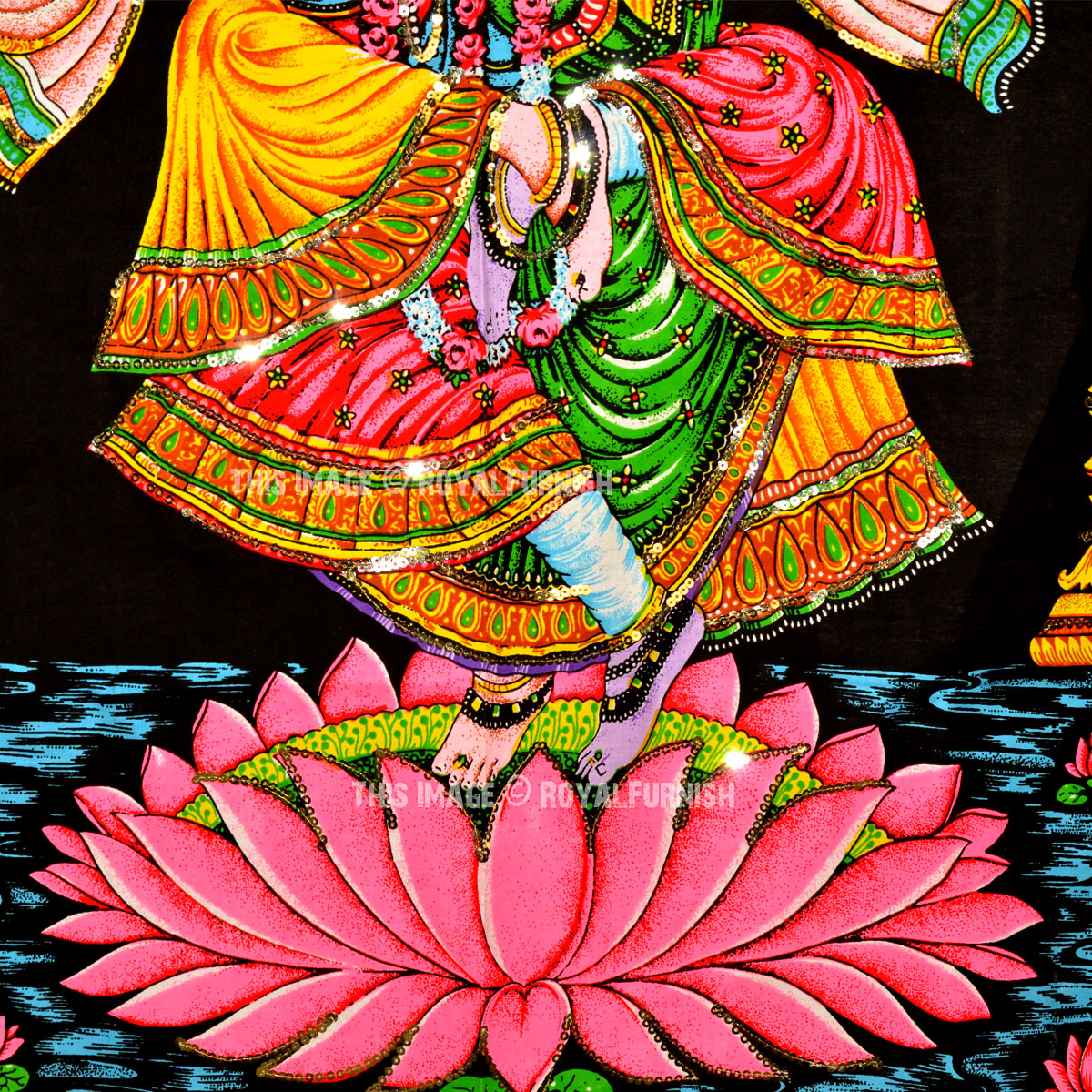 Hindu Radha Krishna Divine Love Featuring Cotton Fabric Cloth Poster