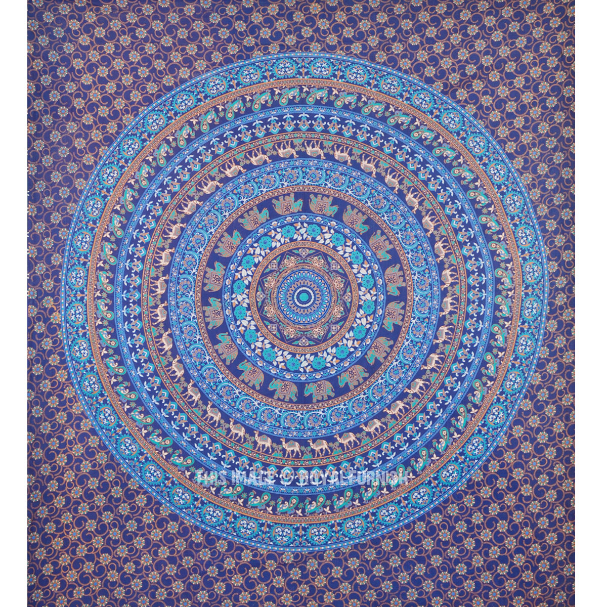 Blue Bohemian Indian Hippie Mandala Wall Tapestry - RoyalFurnish.com