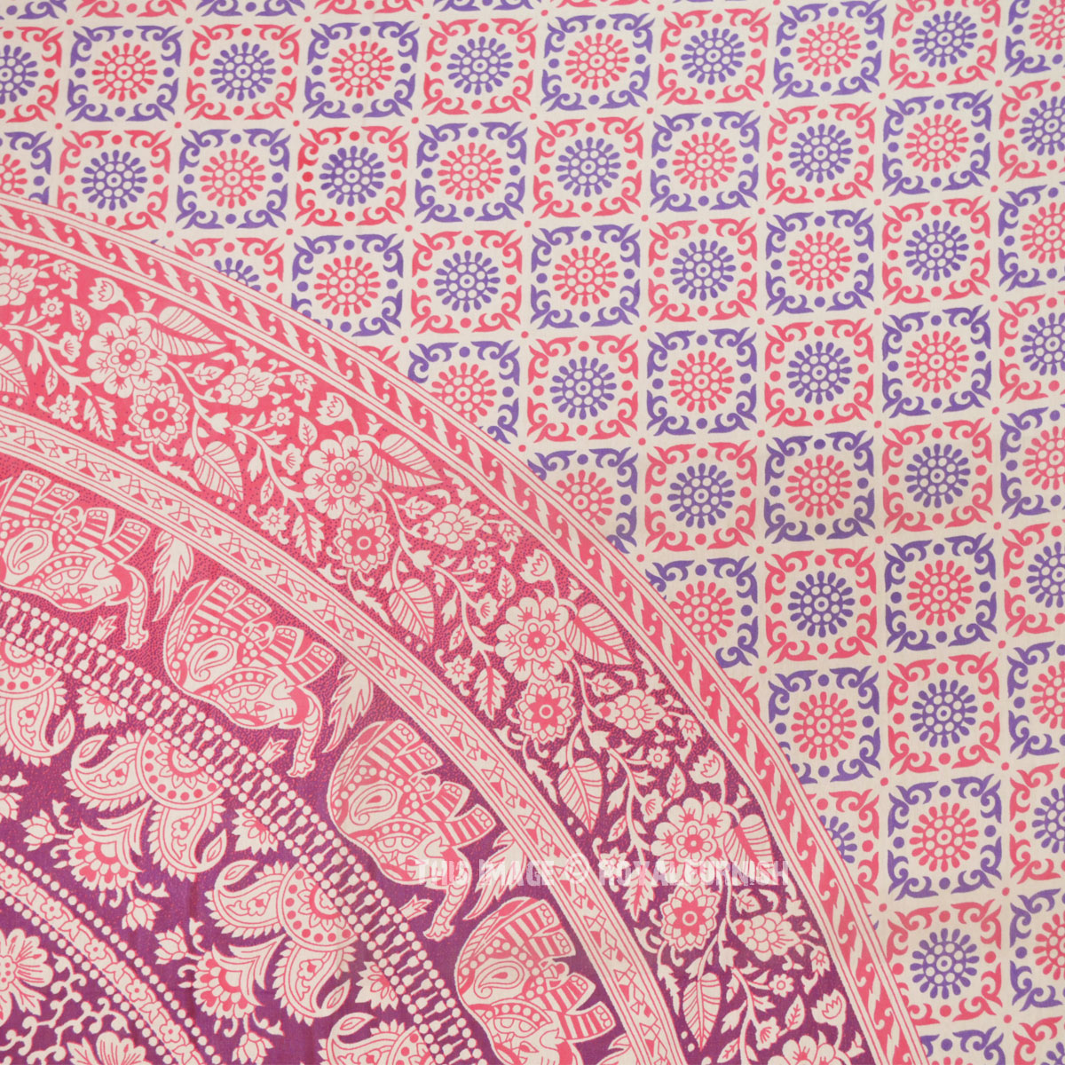Pink Dye Multi Royal Elephant Medallion Circle Mandala Tapestry Wall ...