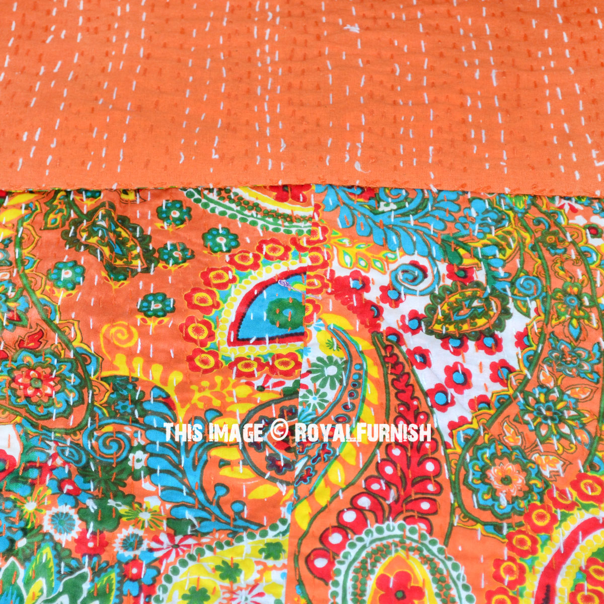 Details about   Indian Reversible Paisley Kantha Quilt Multi Double Blanket Throw Art 
