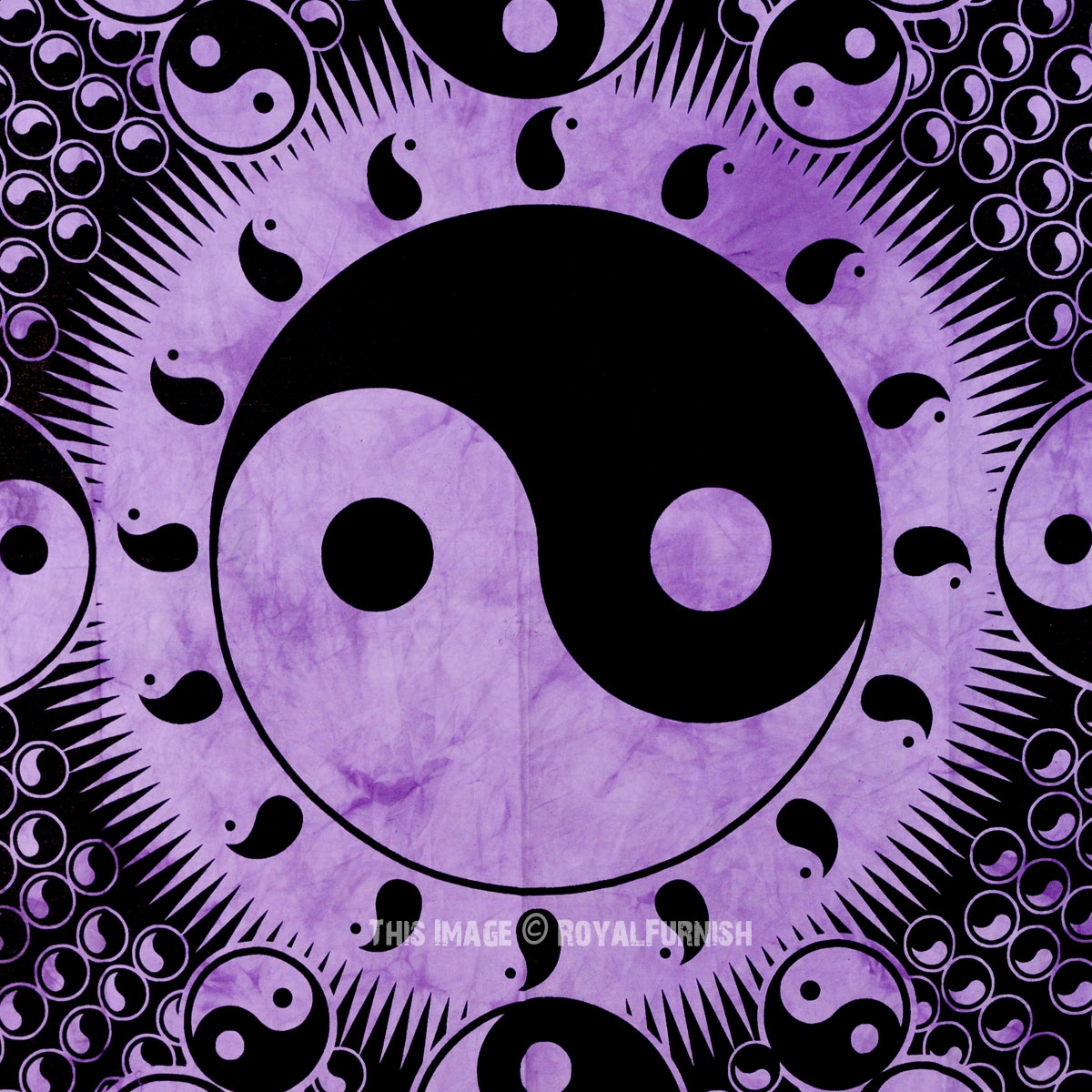 Purple Chinese Yin Yang Ball Wall Tapestry, Hippie Wall Hanging