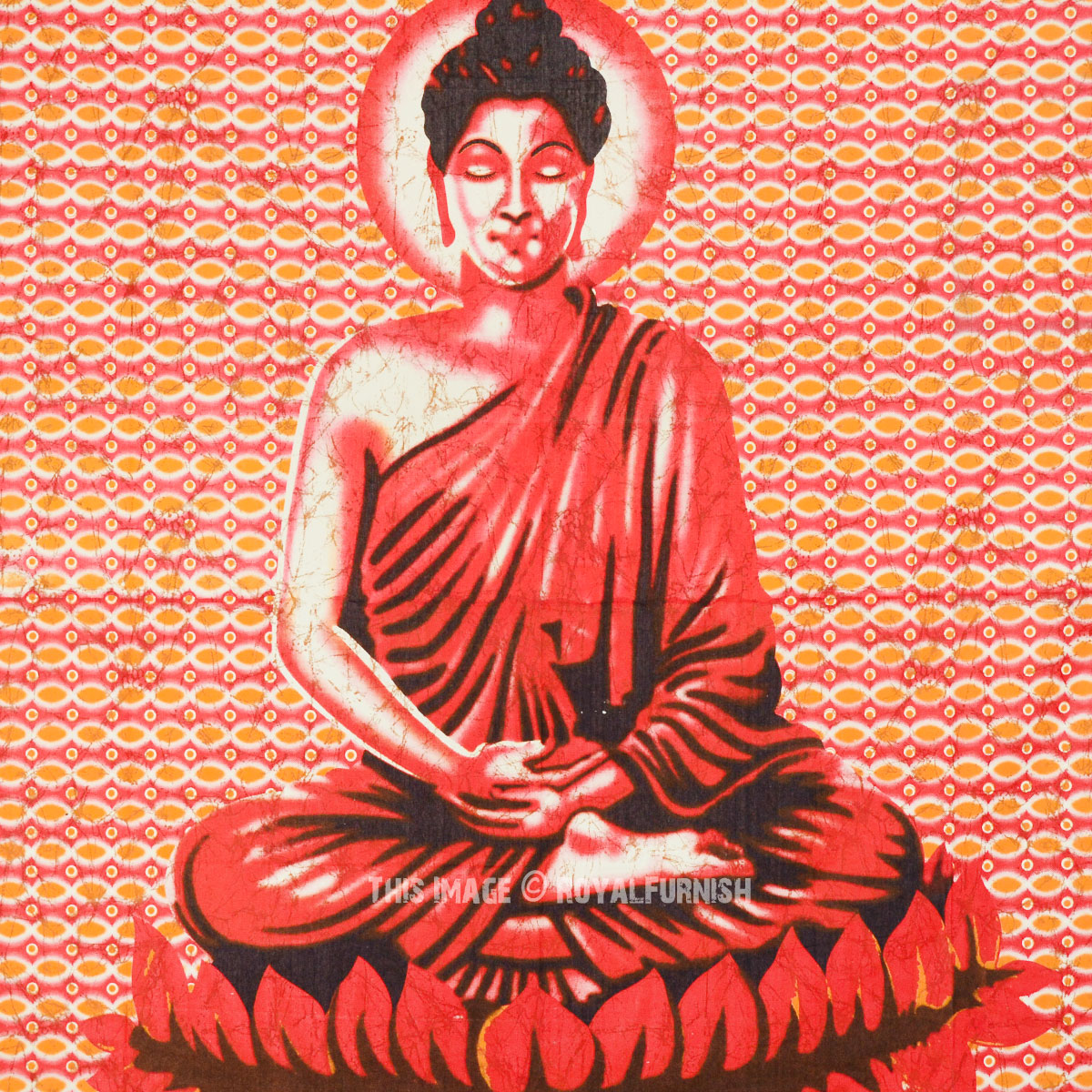 sammenholdt kugle Forbedre Red Buddha Meditation on Lotus Tapestry Wall Hanging, Yoga Tapestry -  RoyalFurnish.com