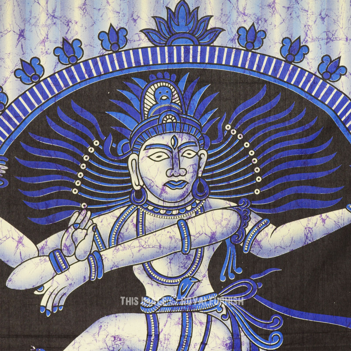 Blue & Purple Multi Hindu God Lord Shiva Dancing Nataraja Tapestry Wall Hanging