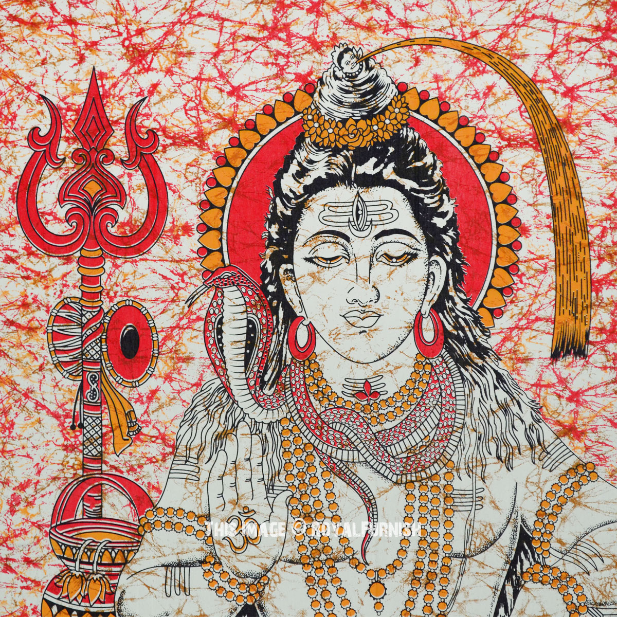 Red OM Lord Shiva Wall Tapestry, Yoga and Meditation Wall Hanging ...