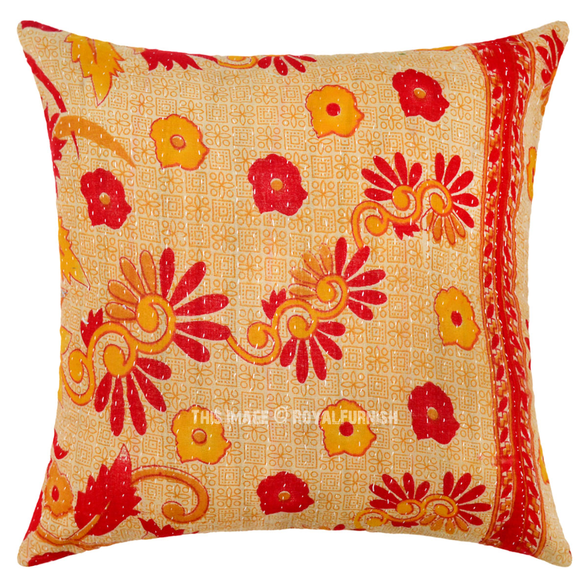 Multi Colored Unique OneOfAKind Decorative Vintage Kantha Pillow