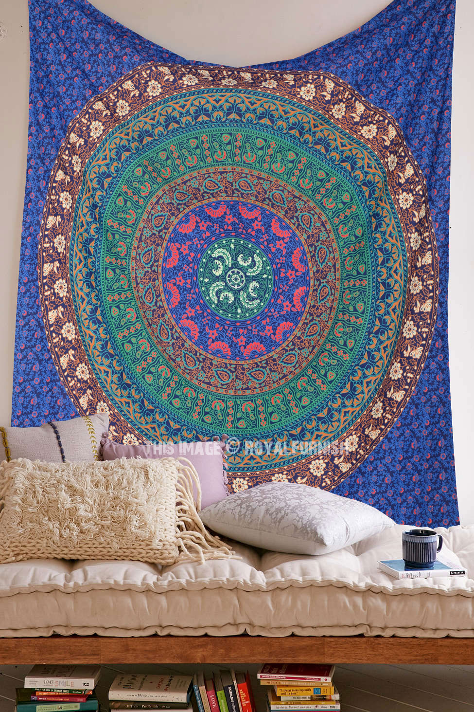 Royal Blue Magical Medallion Bohochic Mandala Wall Tapestry Bedspread