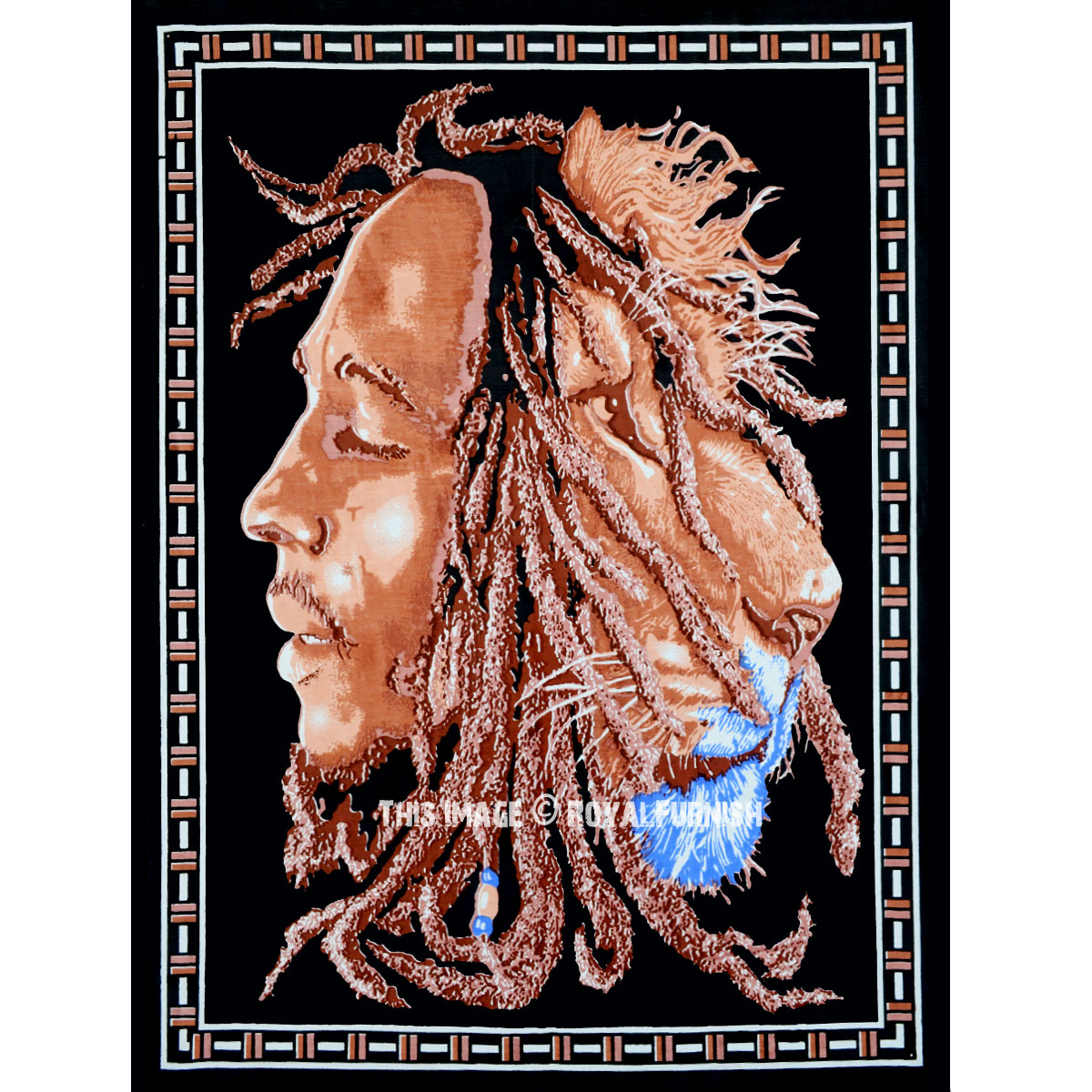 Bob Marley Lion Face Poster Wall Hanging, Rasta Reggae Poster Tapestry