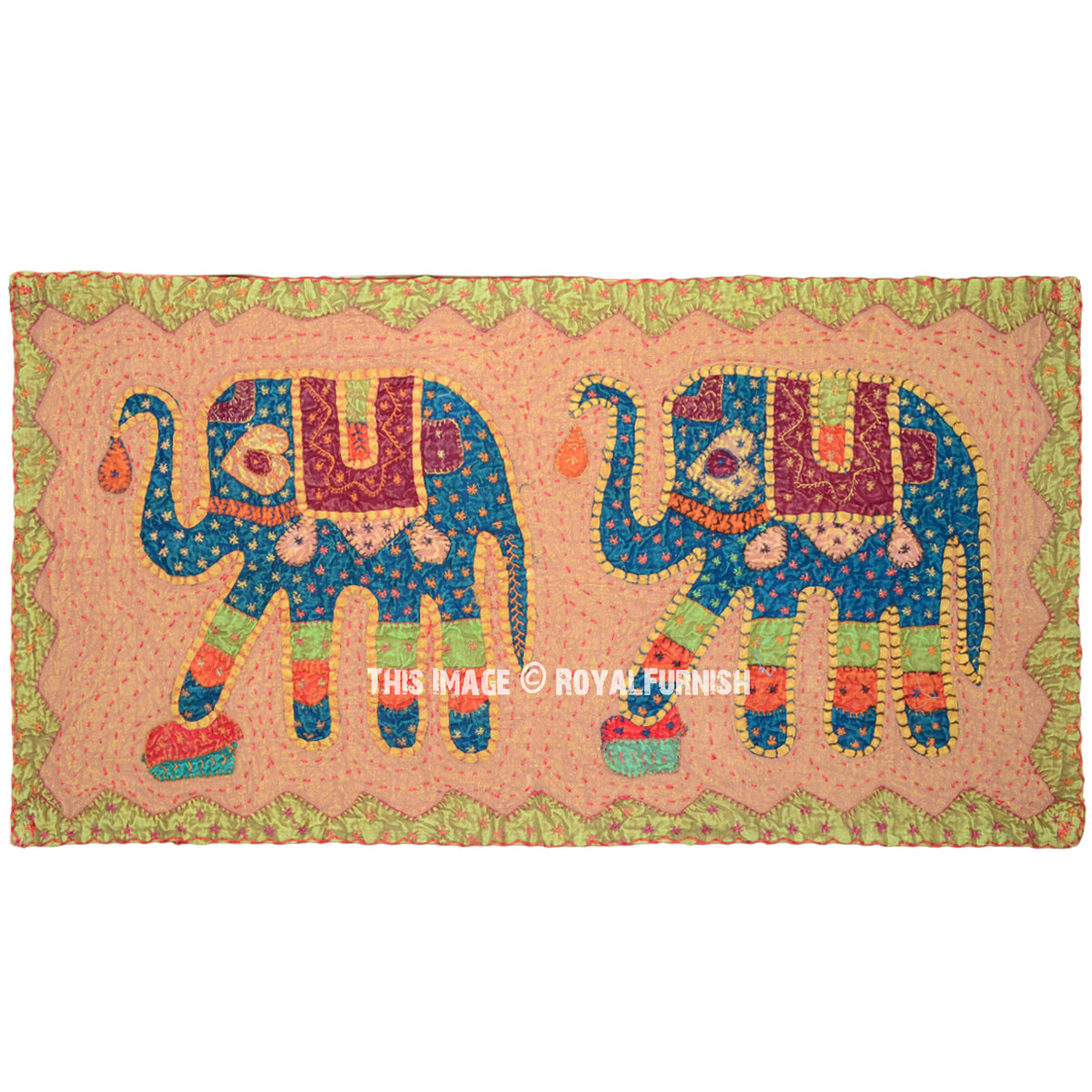 Brown Indian Vintage Patchwork Elephant Tapestry Wall Hanging ...