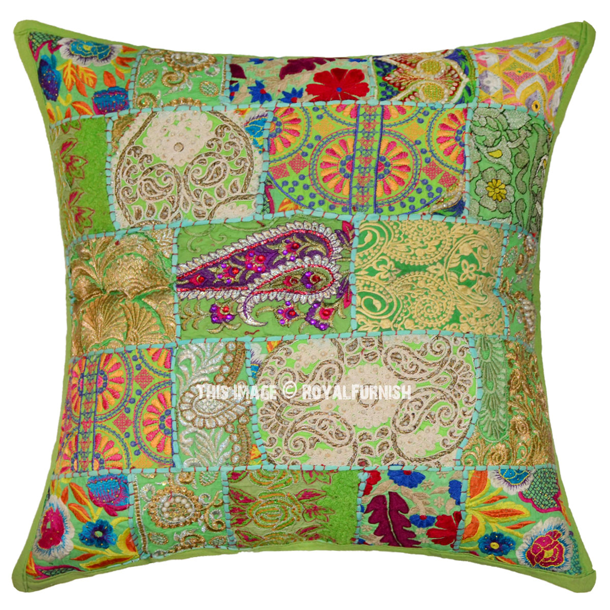 Details about  / 16/" DUPIONI SILK EMBROIDERED PAISLEY PILLOW CUSHION COVER Throw Indian Decor