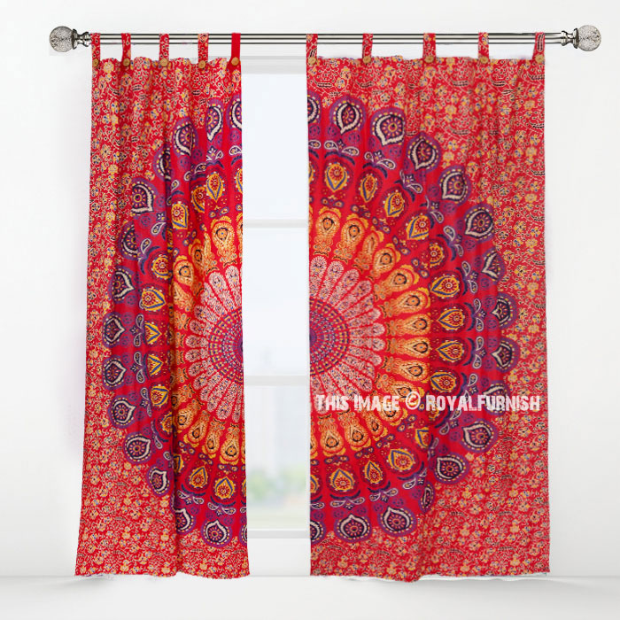 Indian Mandala Ombre Window Curtains Cotton Drape Balcony Room Decor Curtain Set 
