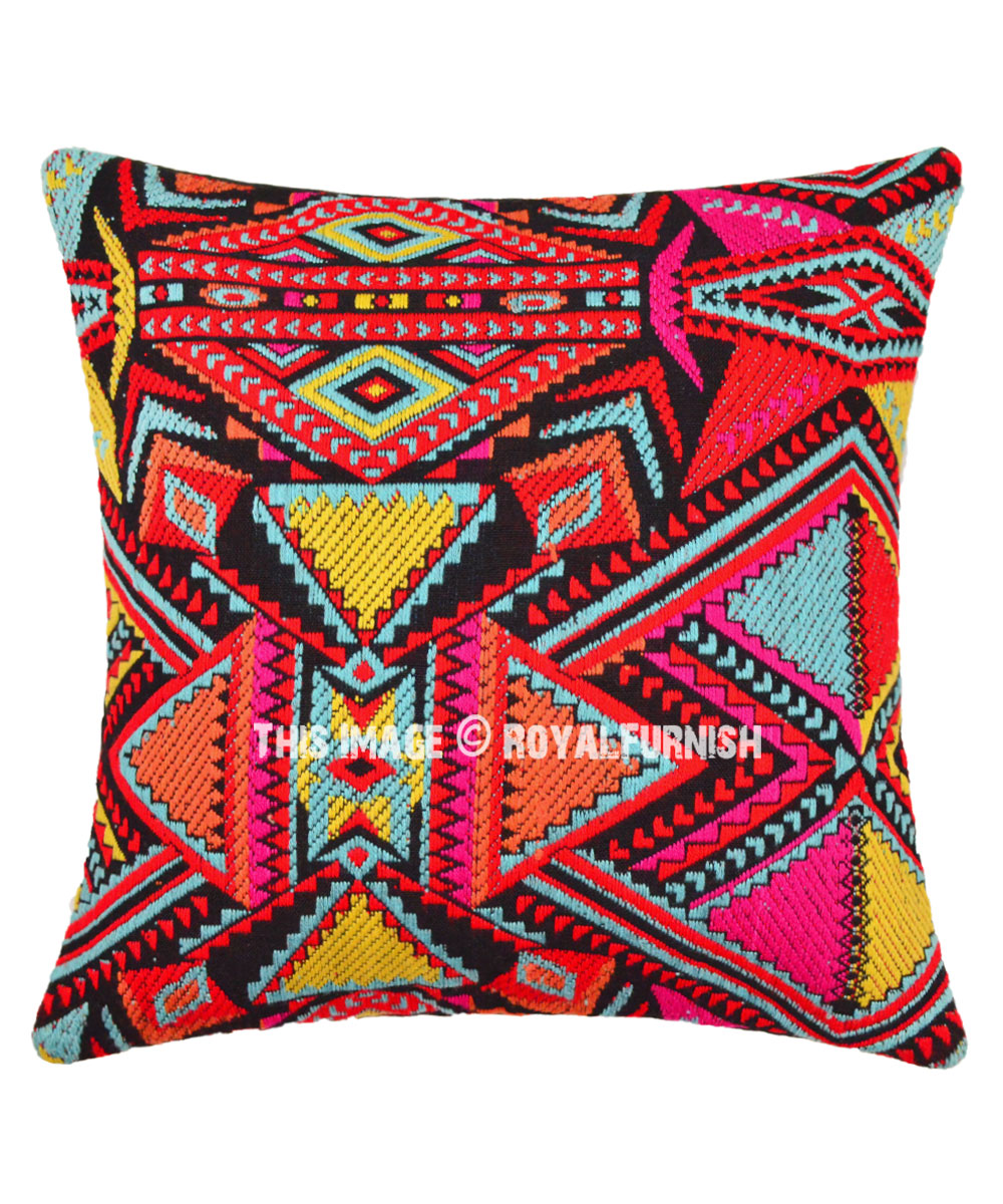 Ambesonne Afghan Fitted Sheet ＆ Pillow Sham Set, Colorful Geometric Shapes  in Rhombus Pattern Arrangement of Traditional Motif, Decorative 