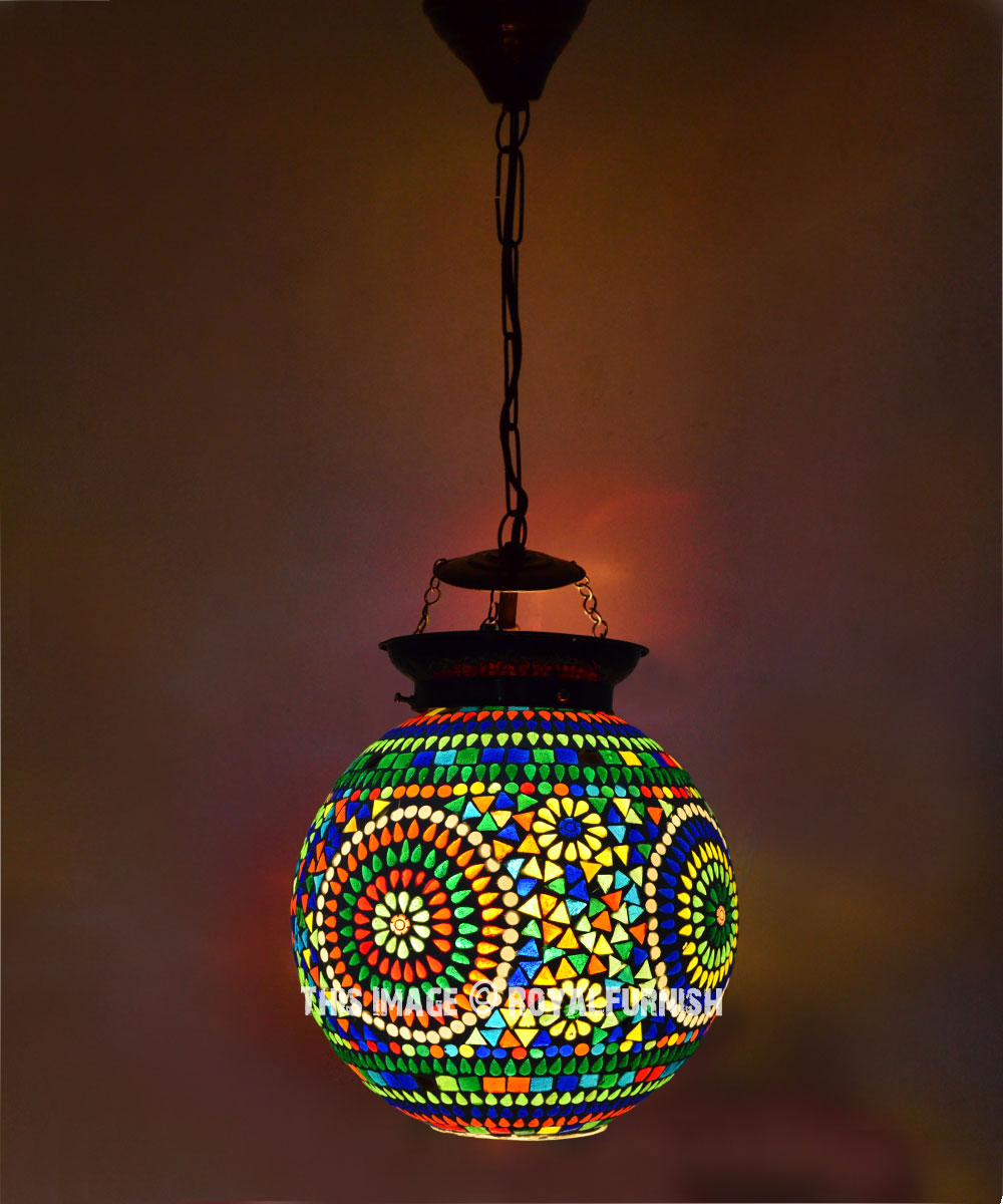 Turkish Glass Globe Pendant Light Fixture Lamp Shade - RoyalFurnish.com