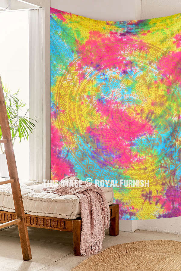 Holi Color Tie Dye Mandala Wall Tapestry Royalfurnish Com - How To Make A Tie Dye Wall Tapestry