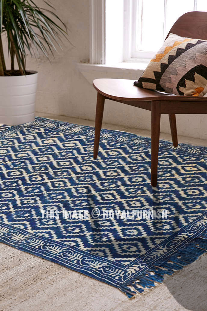 Blue Indigo Indoor Kilim Dhurrie Rug