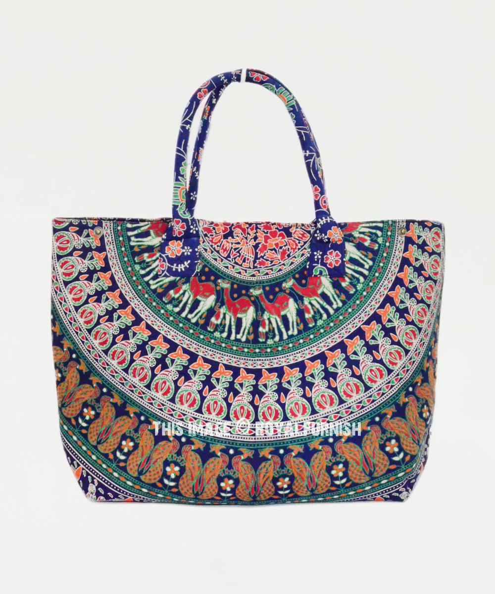 Blue Boho Designer Beach Tote Bag - RoyalFurnish.com