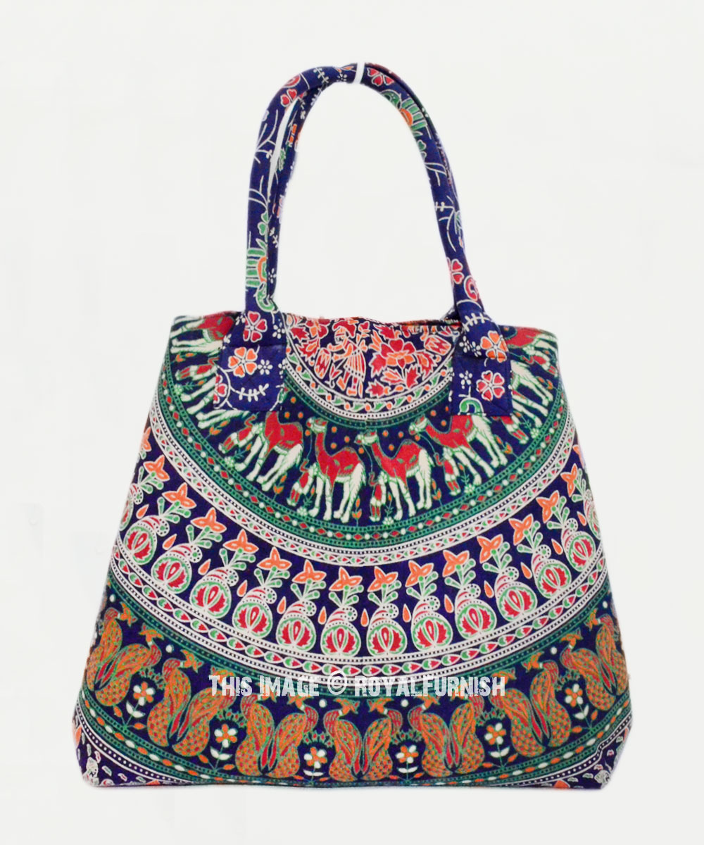 Blue Boho Designer Beach Tote Bag - RoyalFurnish.com