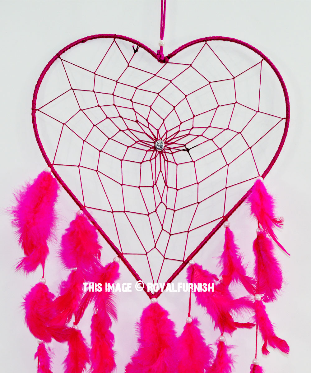 Pink Heart Love Shaped Dream Catcher 