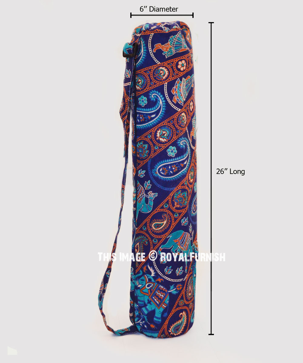 Blue Ghoomer Cotton Yoga Mat Bag Cover - RoyalFurnish.com