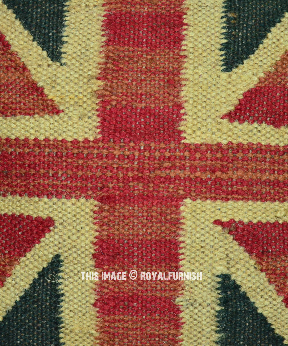 British Flag Wool Jute Kilim Cushion Cover 16
