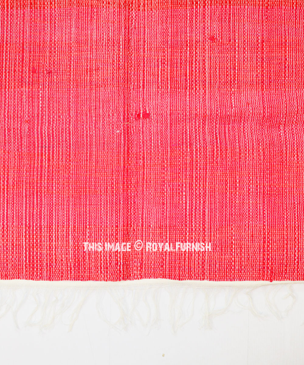 Handwoven Indian Cotton Rag Rug Dari Chindi Throw 2x3 Ft Vintage Yoga Mat
