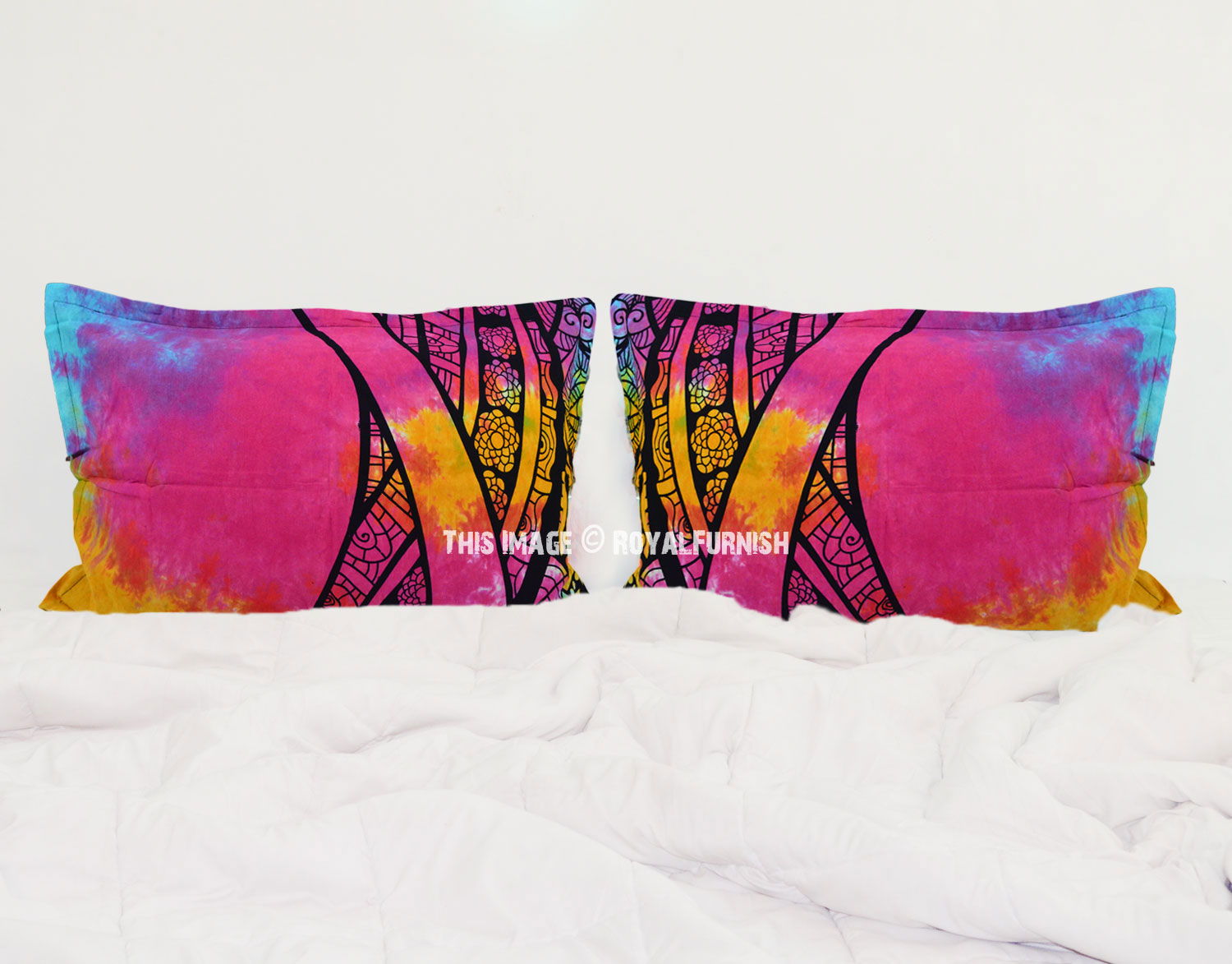 Multi Tie Dye Print Hippie Bohemian Bed Pillow Sham 30X18 Inch