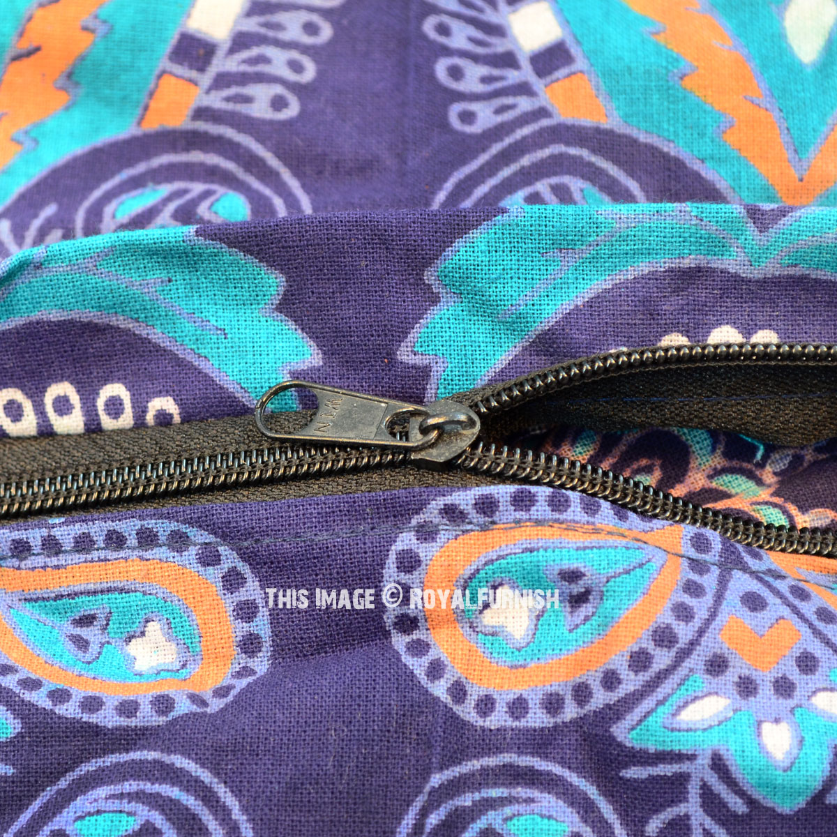 Vibrant Colorful Blue Multi Round Floor Pillow Cover 24 Inch