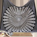 Black & White Floral Mandala Dorm Room Hippie Tapestry Wall Hanging