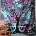 Blue Two Elephants with Love Tree Wall Tapestry