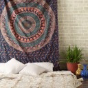 Blue Indian Boho Style Psychedelic Bohemian Tapestry, Mandala Wall Tapestry