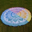 Colorful Pom Pom Ombre Round Mandala Beach Towel