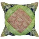 16X16 Multi Indian Traditional Saree Brocade Throw Pillow Cover