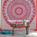 Red & Pink Multi Bohemian Elephants Medallion Mandala Wall Tapestry